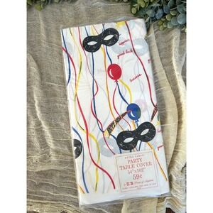 Happy New Year House of Napkins vintage party supply table cover 54x102 balloons